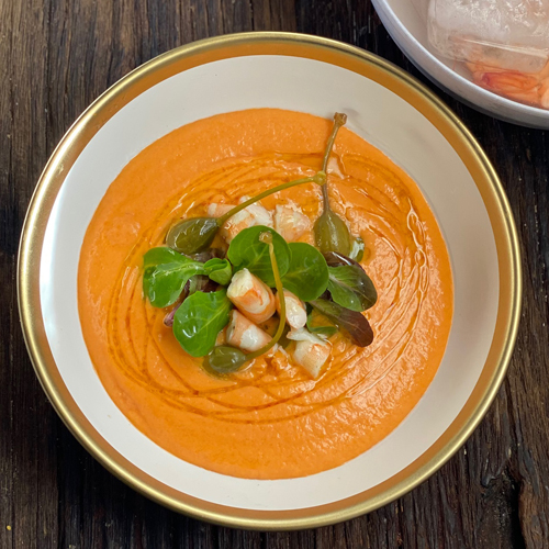 salmorejo gambas receta