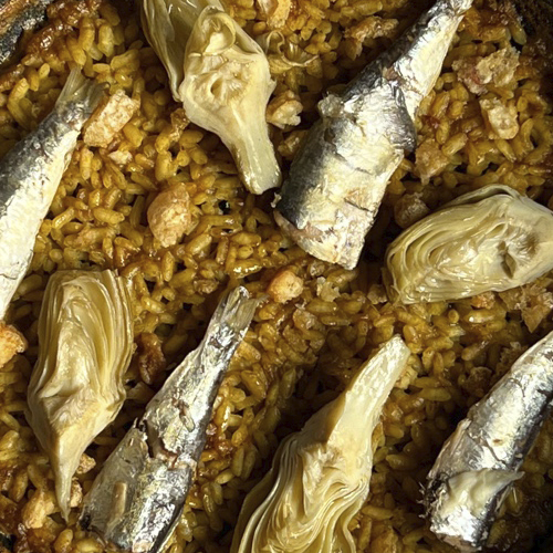 arroz con alcachofas